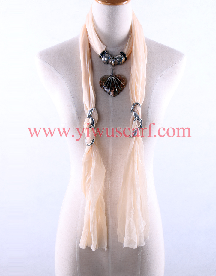 Yellow heart pendant scarf wholesale