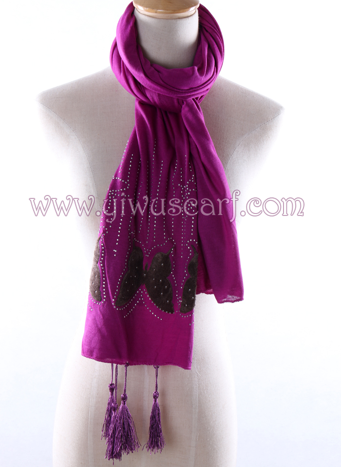 China Muslim Butterfly rhinestone scarf manufacturers