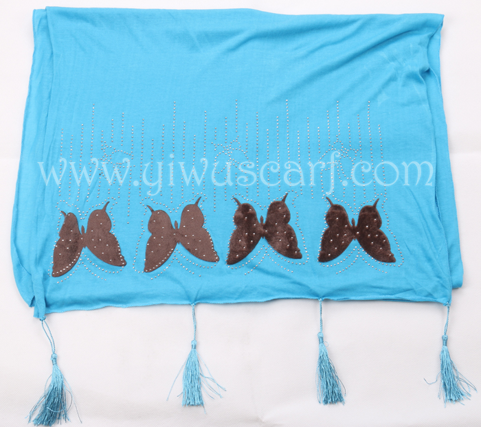 Butterfly rhinestone silk scarf  wholesale