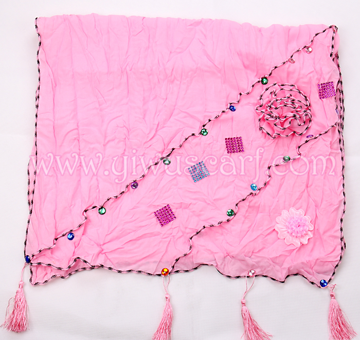 Flowers Rhinestone embellishment silk scarves wholesale