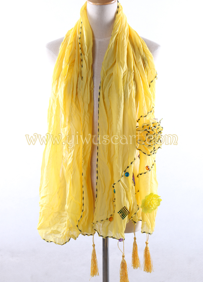 Flowers Rhinestone embellishment silk scarves wholesale