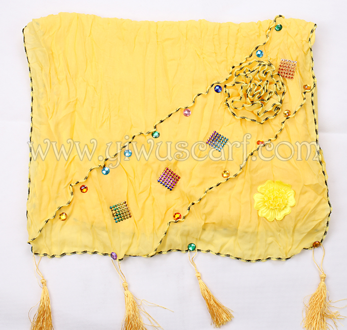 Flowers Rhinestone embellishment silk scarves wholesale