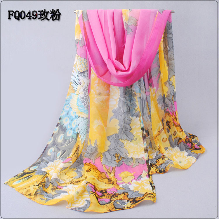 Thin section peony printed scarf shawls wholesale