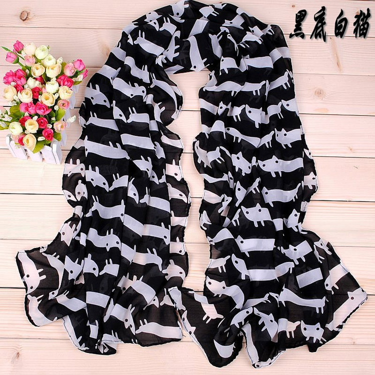 Cute cats printed women scarf