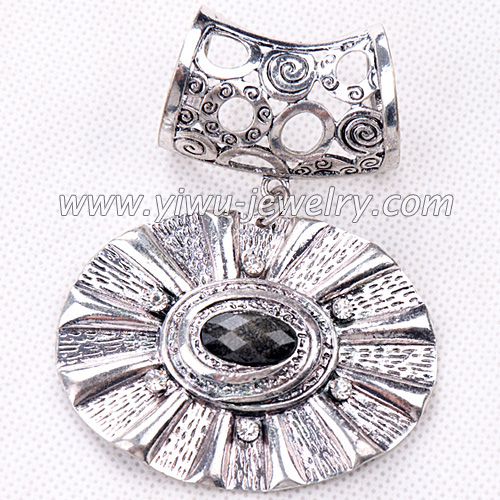 Black diamond scarf necklace pendant