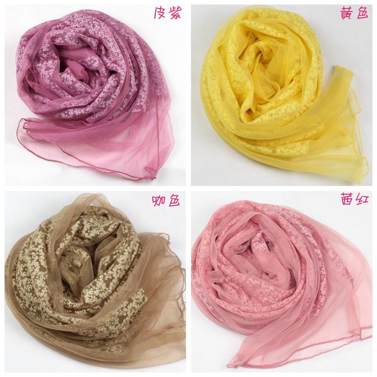 Small flowers splicing women scarf thin section 