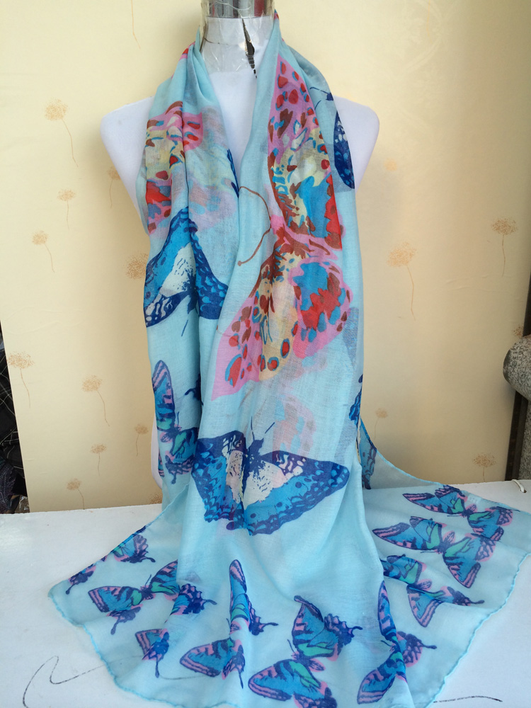 Color butterfly pattern wholesale scarf