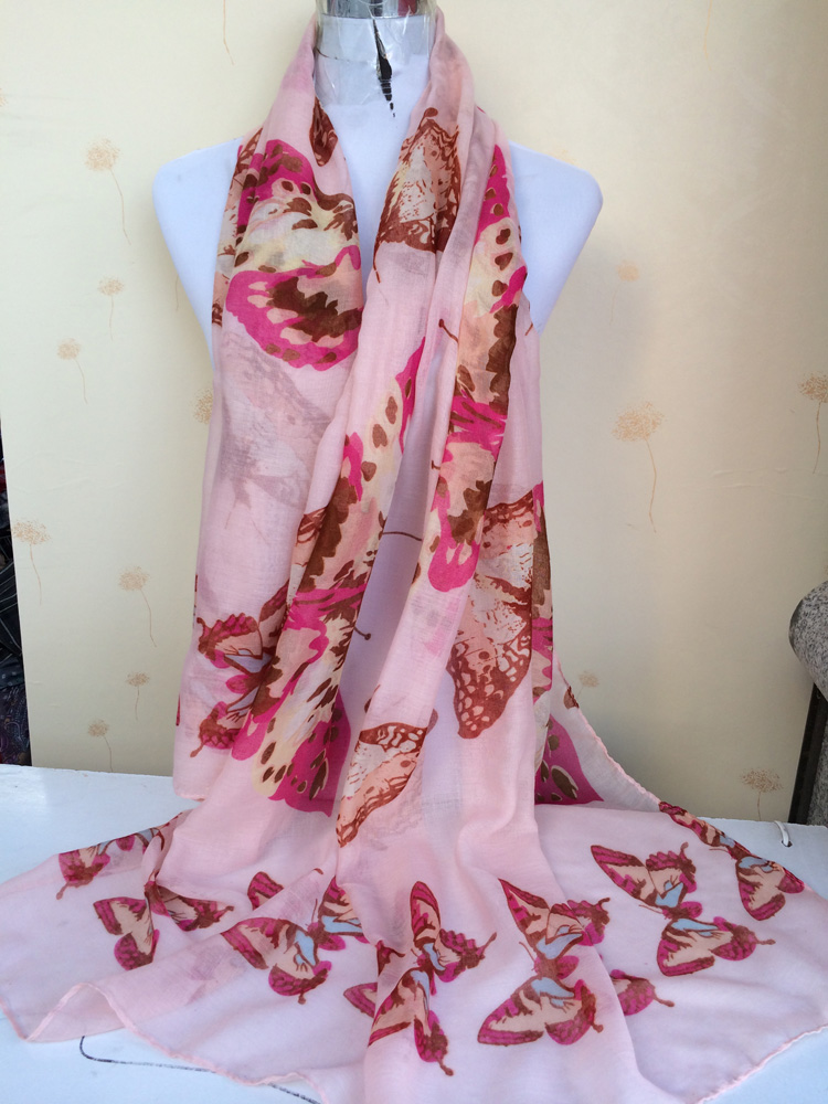 Color butterfly pattern wholesale scarf