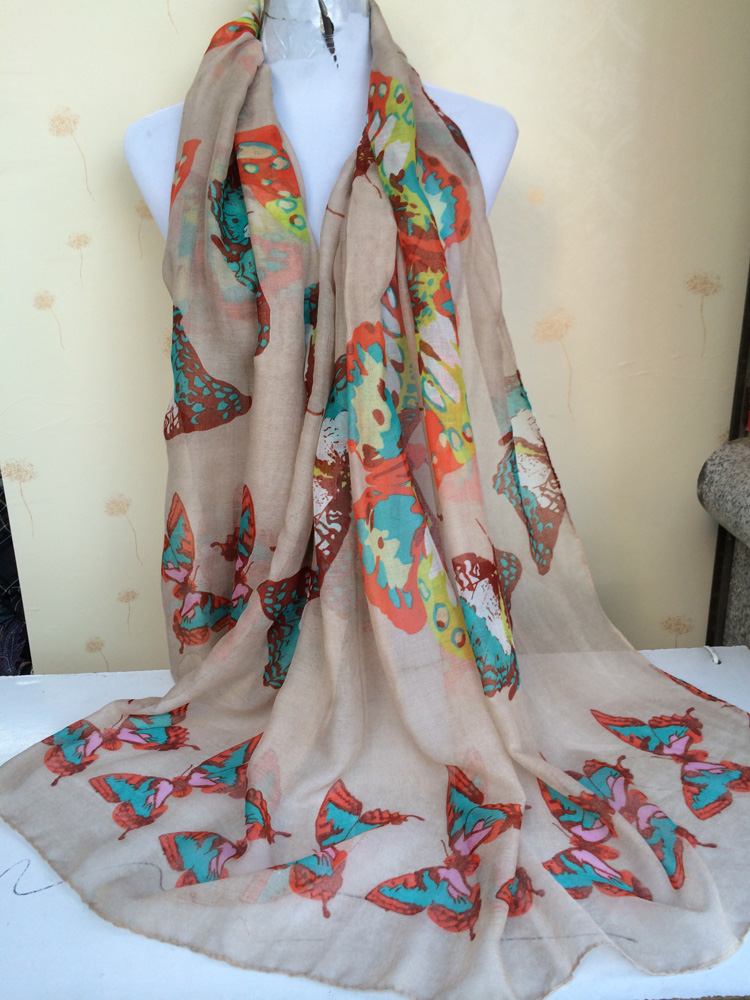Color butterfly pattern wholesale scarf