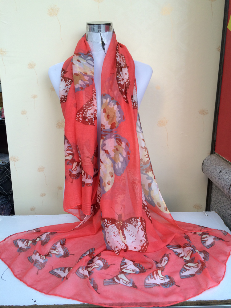 Color butterfly pattern wholesale scarf
