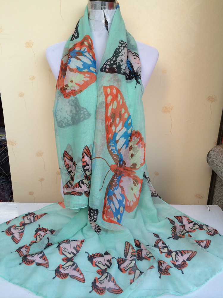 Color butterfly pattern wholesale scarf