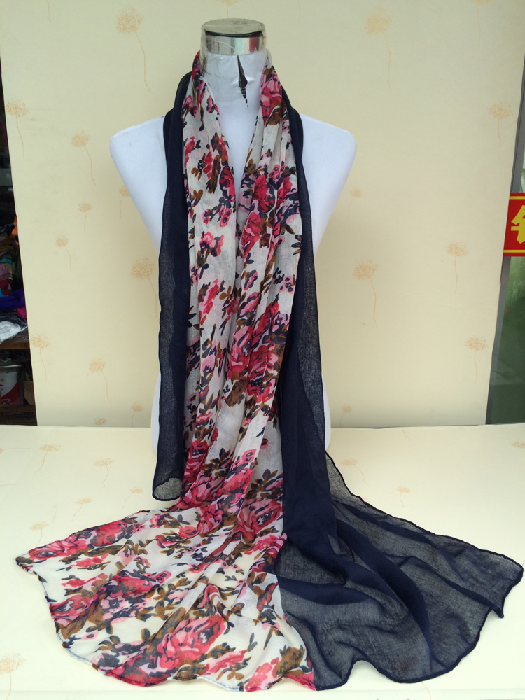 Peony stitching voile scarf wholesale scarves