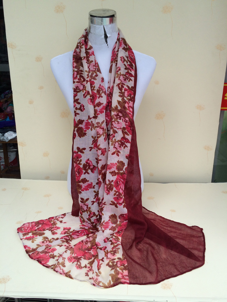 Peony stitching voile scarf wholesale scarves