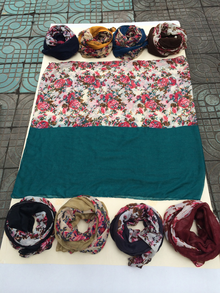 Peony stitching voile scarf wholesale scarves
