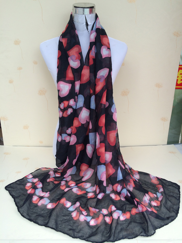 Women fashion heart patterned scarves wholesale 