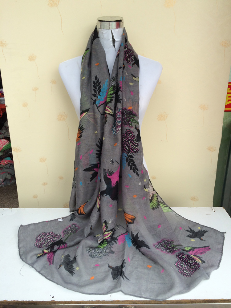 Figure birds scarf voile scarves wholesale 