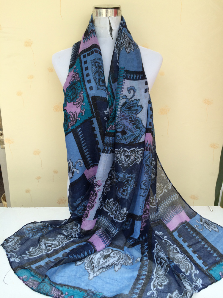 Plaid peony printed scarves wholesale 