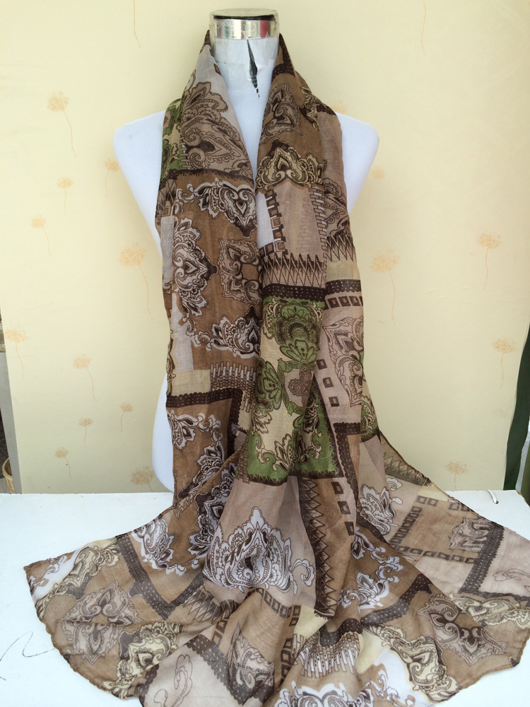 Plaid peony printed scarves wholesale 