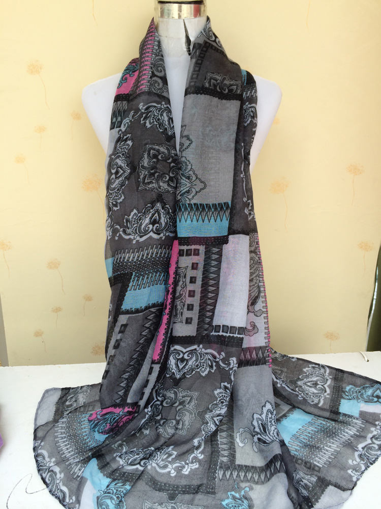 Plaid peony printed scarves wholesale 