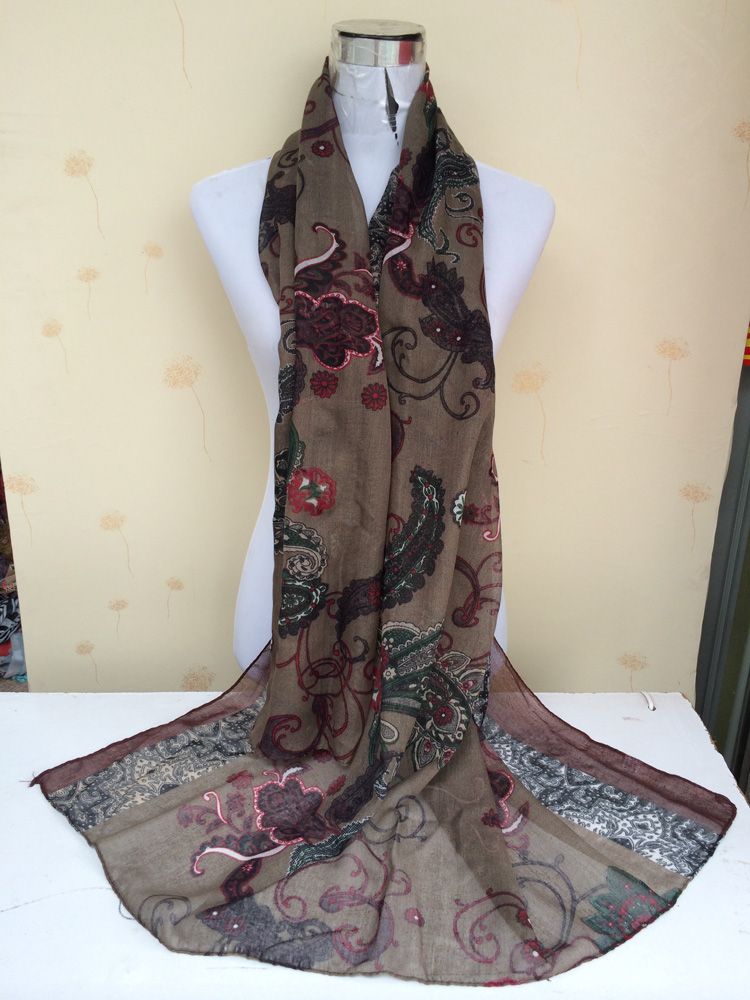 Popular cashew cotton voile scarf