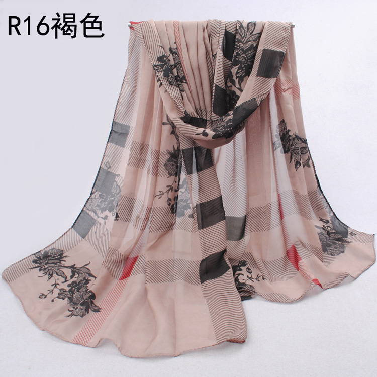 wholesale flower plaid wrap scarf