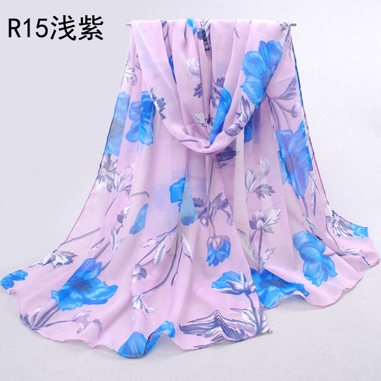 Women chiffon floral scarf shawl