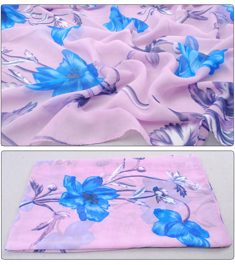 Women chiffon floral scarf shawl