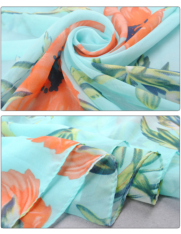 Women chiffon floral scarf shawl