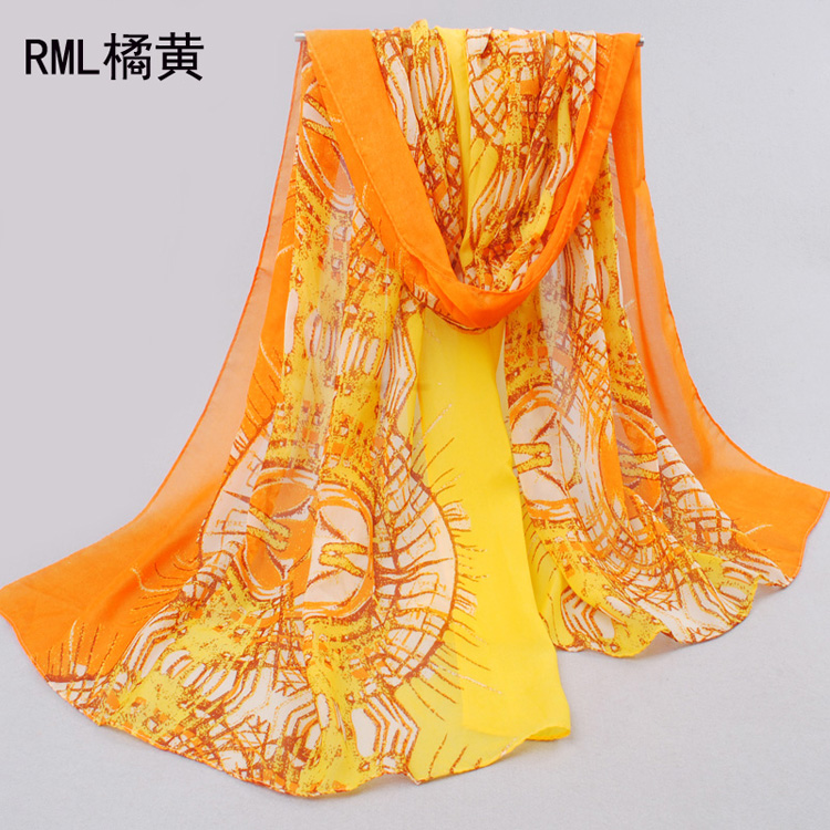 Floral stripes winter scarf shawl