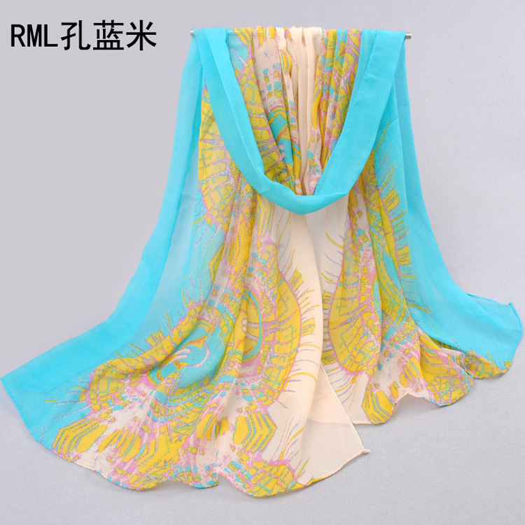 Floral stripes winter scarf shawl
