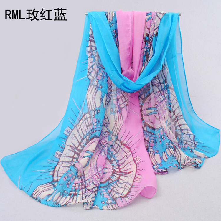 Floral stripes winter scarf shawl