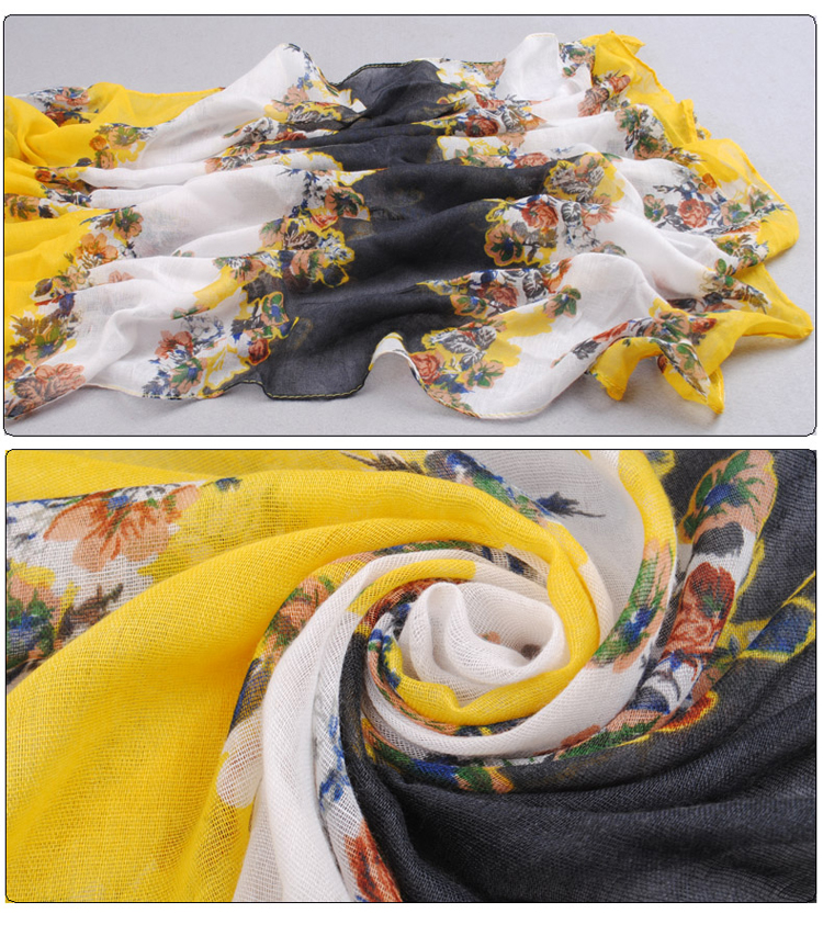Female warm color floral scarf