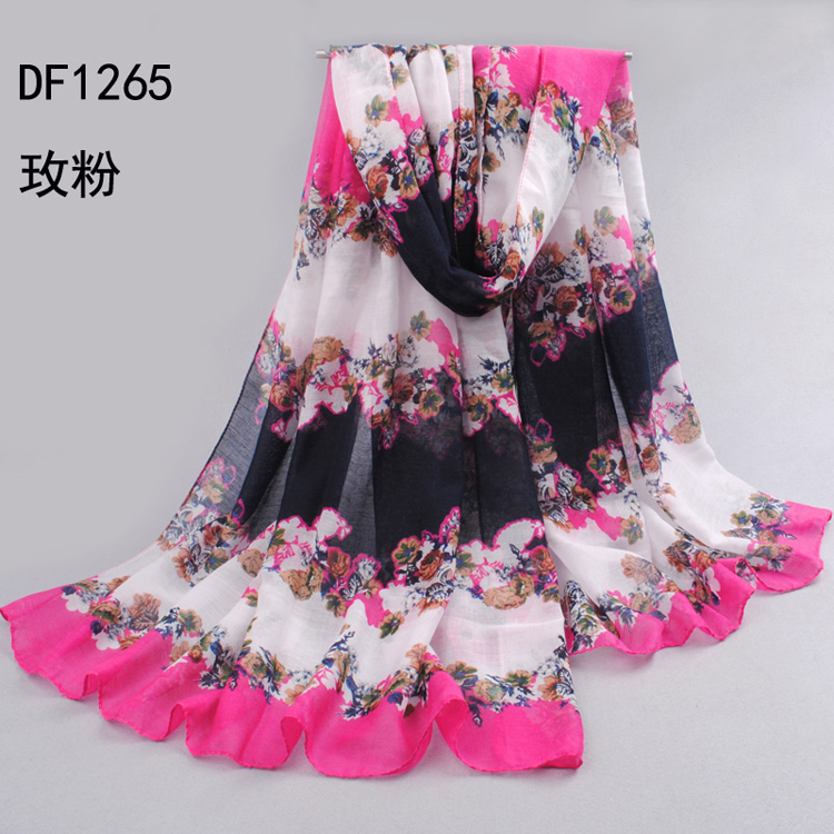 Female warm color floral scarf