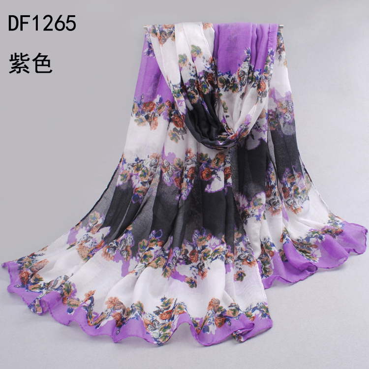 Female warm color floral scarf