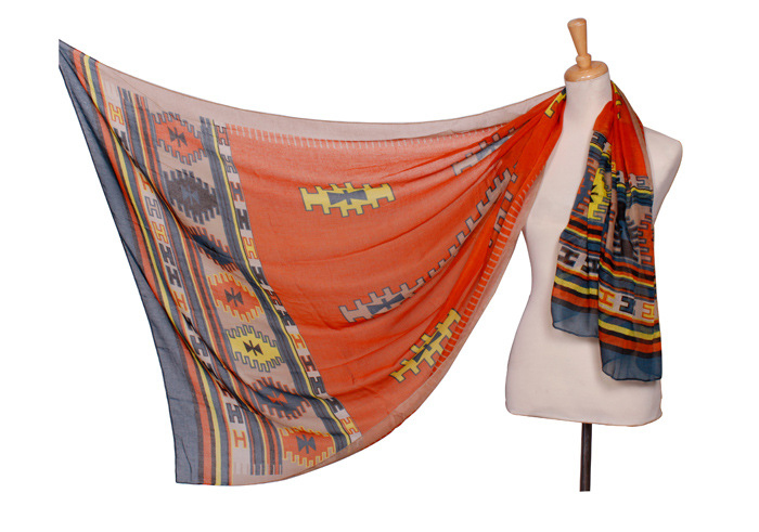 Geometric patterns striped scarf 