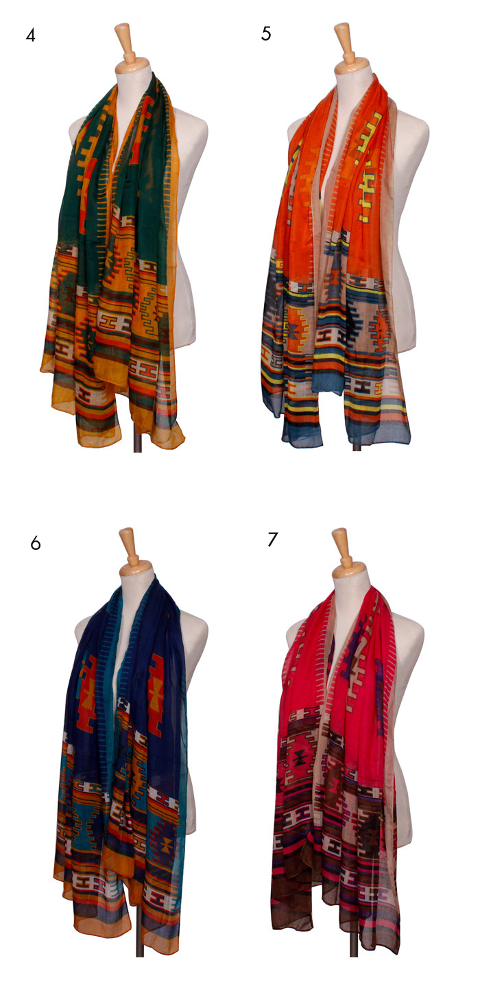 Geometric patterns striped scarf 