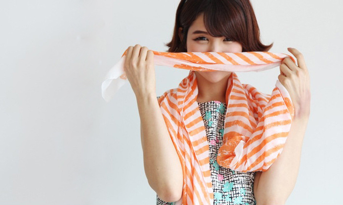 Lace cross striped scarf wholesale