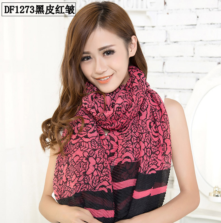Embroidered flower thin scarves wholesale