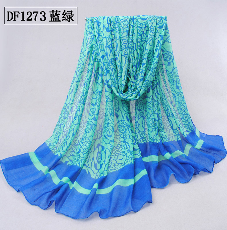 Embroidered flower thin scarves wholesale