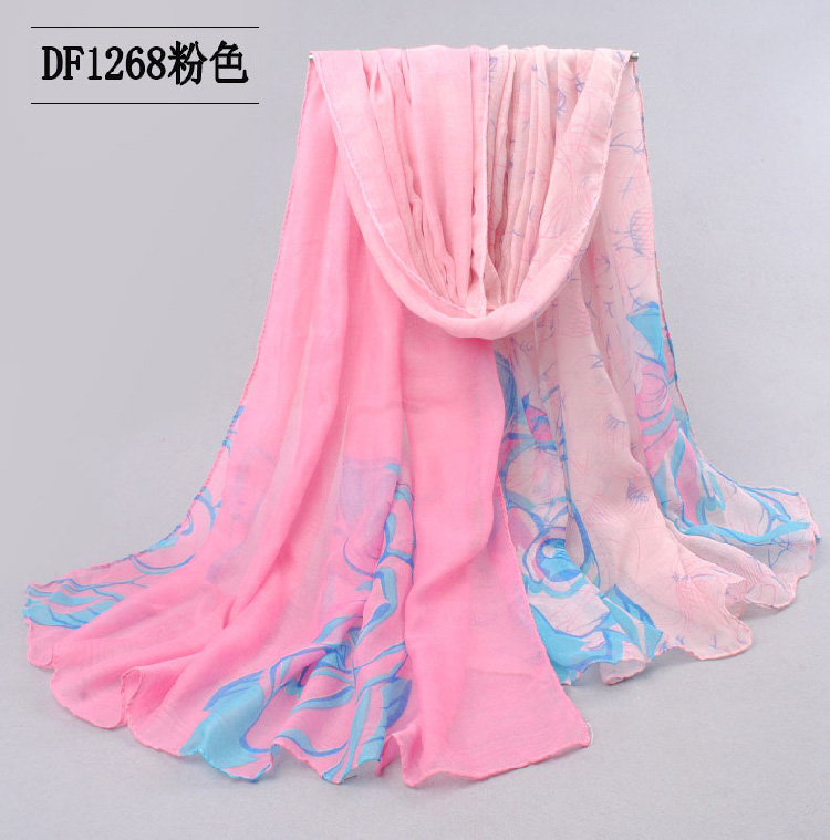 Women floral chiffon shawl 