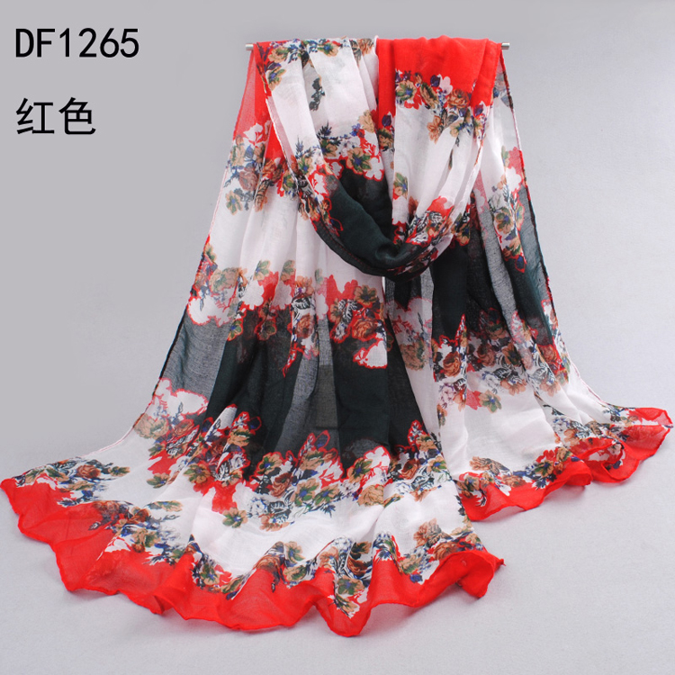 Female warm color floral scarf