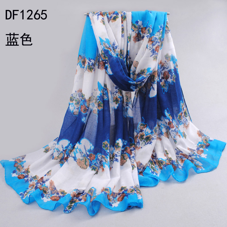 Female warm color floral scarf