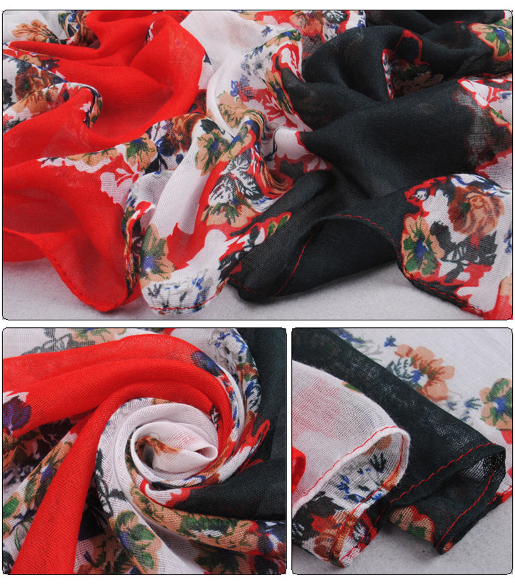 Female warm color floral scarf