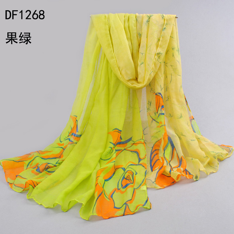 Women floral chiffon shawl 