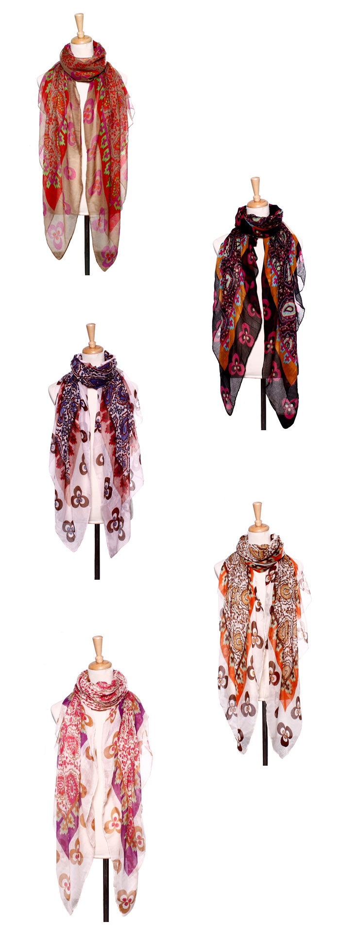 Fall rectangular flower long scarves