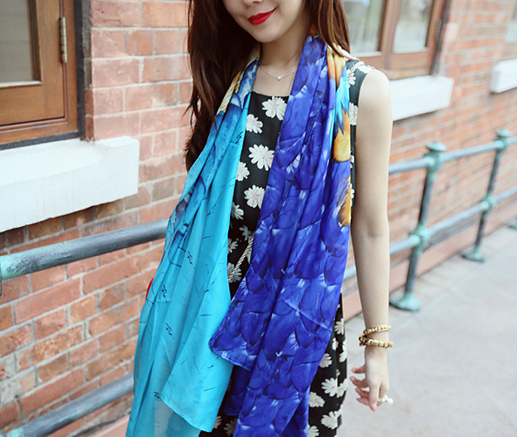 Feather gradient silk scarves wholesale