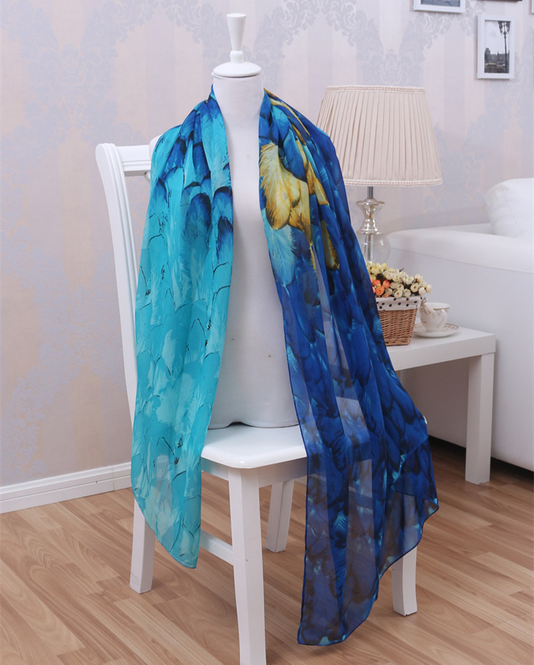 Feather gradient silk scarves wholesale