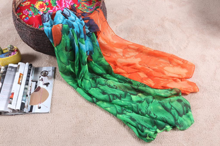 Feather gradient silk scarves wholesale