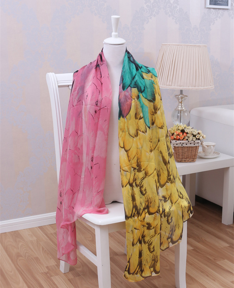Feather gradient silk scarves wholesale