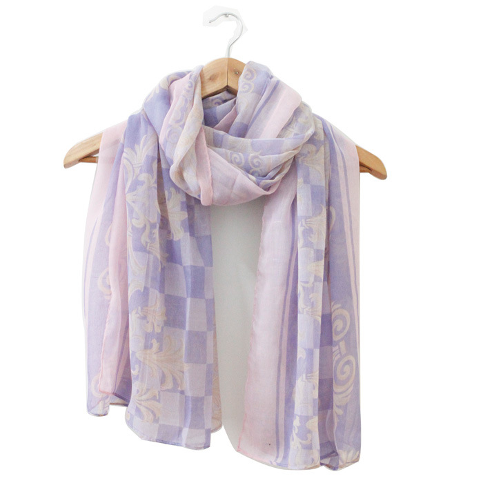 Fine grid flower head scarves for women 